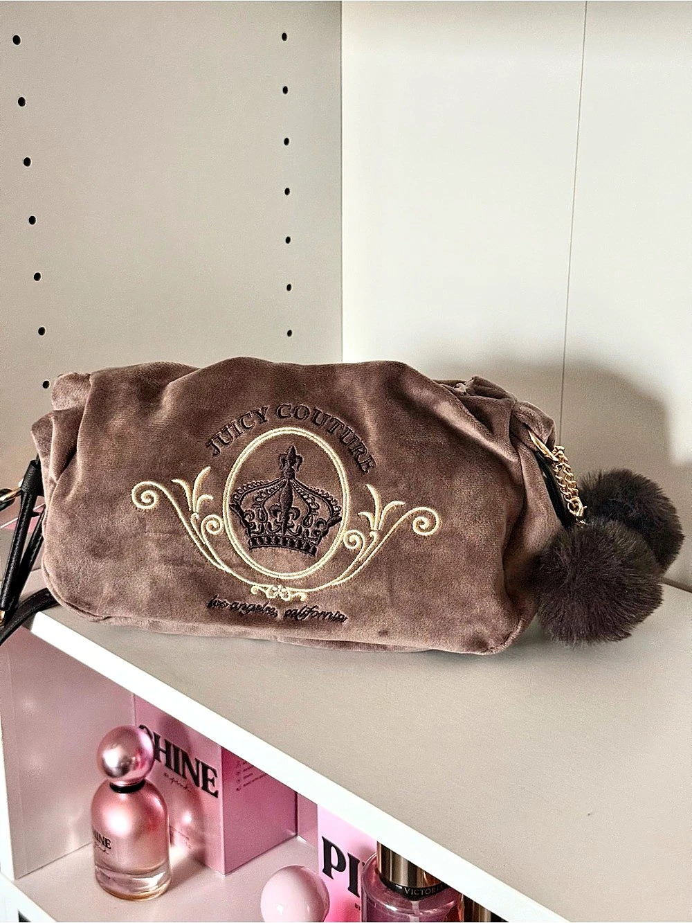 Juicy Couture Velour Barrel Crossboy Bag Brown